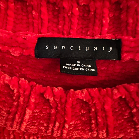 Women's Sanctuary Red Velvet Like Pullover Sweater Cropped Oversized Size S - Picture 2 of 4